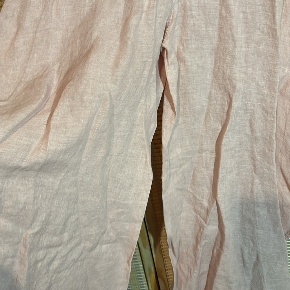 Suzy D London Light Pink Linen Sahara Ultra Wide Leg Culotte Pants Med NWT - Picture 10 of 16